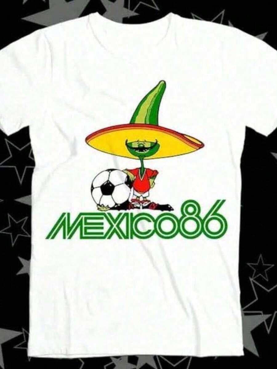 Camiseta de Fútbol de la Copa Mundial de México 86, Estilo Vintage de los 80s y 90s, Argentina Maradona, Regalo Genial Unisex - Negro - Ver 1