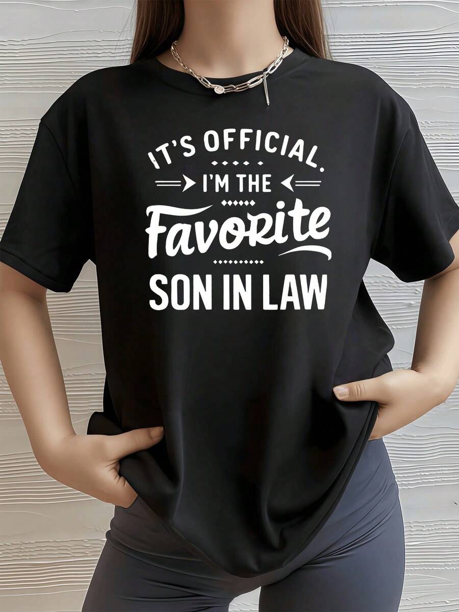 Texto divertido que expresa orgullo familiar y sentido del humor con letras grandes que destacan y alegría perfecta para ocasiones casuales y para mostrar simpatía camiseta de mujer corte cómodo y moderno - Negro - Ver 1