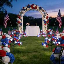 5PC 4th Of July Solar Outdoor Lights, Red White Blue Star Stake Lights, Waterproof Patriotic Flag Garden Stake Lamps, Perfect For Independence Day, Memorial Day, Yard, Pathway And Garden Decor - One Dragging Five Grounds to Insert Five-pointed Stars - View 11