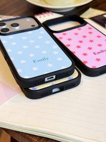 Customized Minimalist Star & Letter Slogan Phone Case, Full Coverage Hard Shell Protective Cover Suitable For IPhone 11/12/13/14/15/16 17 Pro Max - Multicolor - View 10