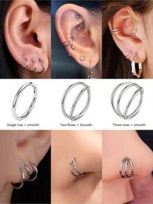 1 chiếc/bộ Khuyên mũi bằng thép không gỉ 316L đính đá Zirconia, cỡ 16G, Khuyên septum hai lớp, Khuyên septum, Khuyên môi, Khuyên septum, Khuyên helix, Khuyên sụn, Khuyên septum, Trang sức xỏ lỗ septum - Bạc - Xem 2