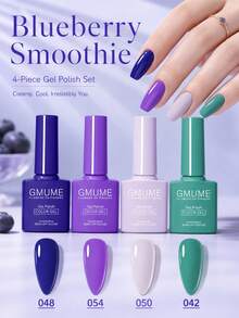 GMUME 4件/組 7.5ml 藍莓果昔凝膠指甲油，顏色：048, 054, 050, 042, 純色 WYSIWYG, 浸泡式 UV LED, 皇家藍, 深紫色, 奶油丁香紫, 深湖綠, 深藍色, 奶油丁香紫, 深湖綠, 藍色 - 彩色 - 查看 13