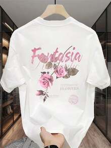 Premium Women's Fashion Brand Printed Short Sleeve T-Shirt For Summer, Heavyweight Pure Cotton, Korean And Japanese Style, Versatile Tops For Men, - 白色 - 查看 1