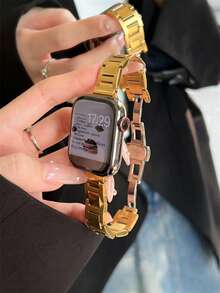 1条不对称金属表带，兼容 42mm、38mm、40mm、41mm、44mm、45mm、46mm、49mm直径，时尚智能手表替换表带，适用于Series Ultra2、Ultra SE2、SE 11、10、9、8、7、6、5、4、3、2、1，男女通用 - 金色 - 查看 7