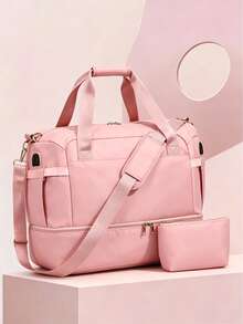 Women's Gym Bag, Personal Items Travel Bag With Shoe Compartment, Weekend Overnight Travel Bag With Waterproof Pocket, Women's Carry-On Bag, Travel, Fitness, Weekend Outing - Multicolor - View 2