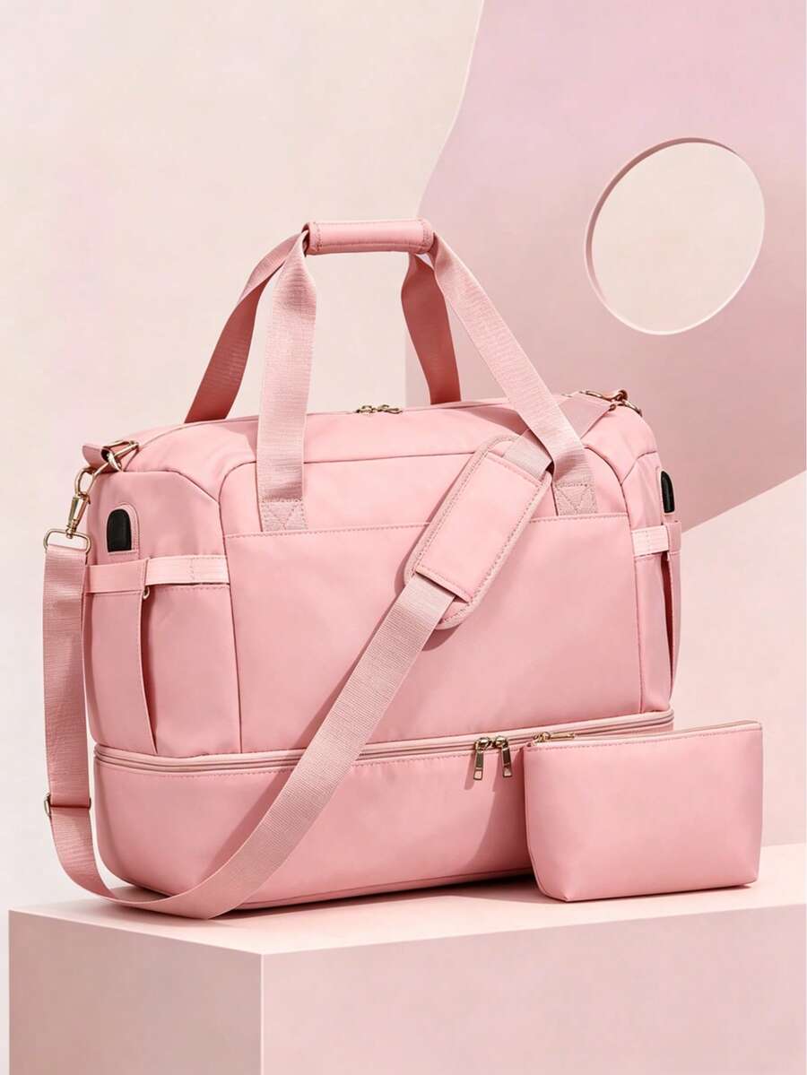 Women's Gym Bag, Personal Items Travel Bag With Shoe Compartment, Weekend Overnight Travel Bag With Waterproof Pocket, Women's Carry-On Bag, Travel, Fitness, Weekend Outing