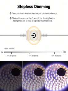 USB LED燈條 觸控感應 5V 2835 LED 柔性背光燈，適用於房間櫥櫃照明、鏡子增亮、鏡櫃樓梯裝飾照明、電視背光、櫥櫃臥室DIY裝飾 - 白色 - 查看 6