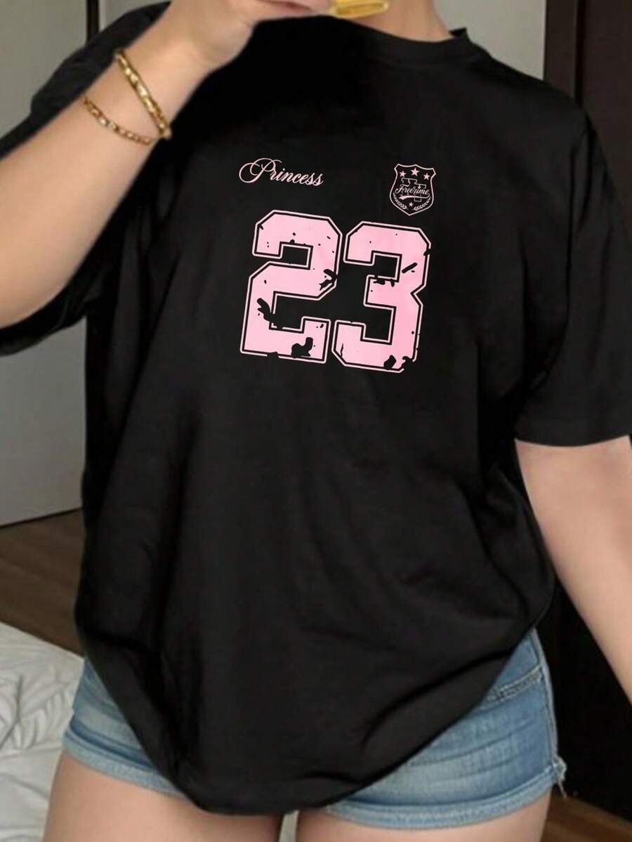 Women's 01. Loose-Fitting Short-Sleeved T-Shirt, New 2026 Model, High Quality, Made With Comfortable Fabric And Available In Various Colors; Ideal For Both Everyday Wear And Sports.95 - 黑色 - 查看 1
