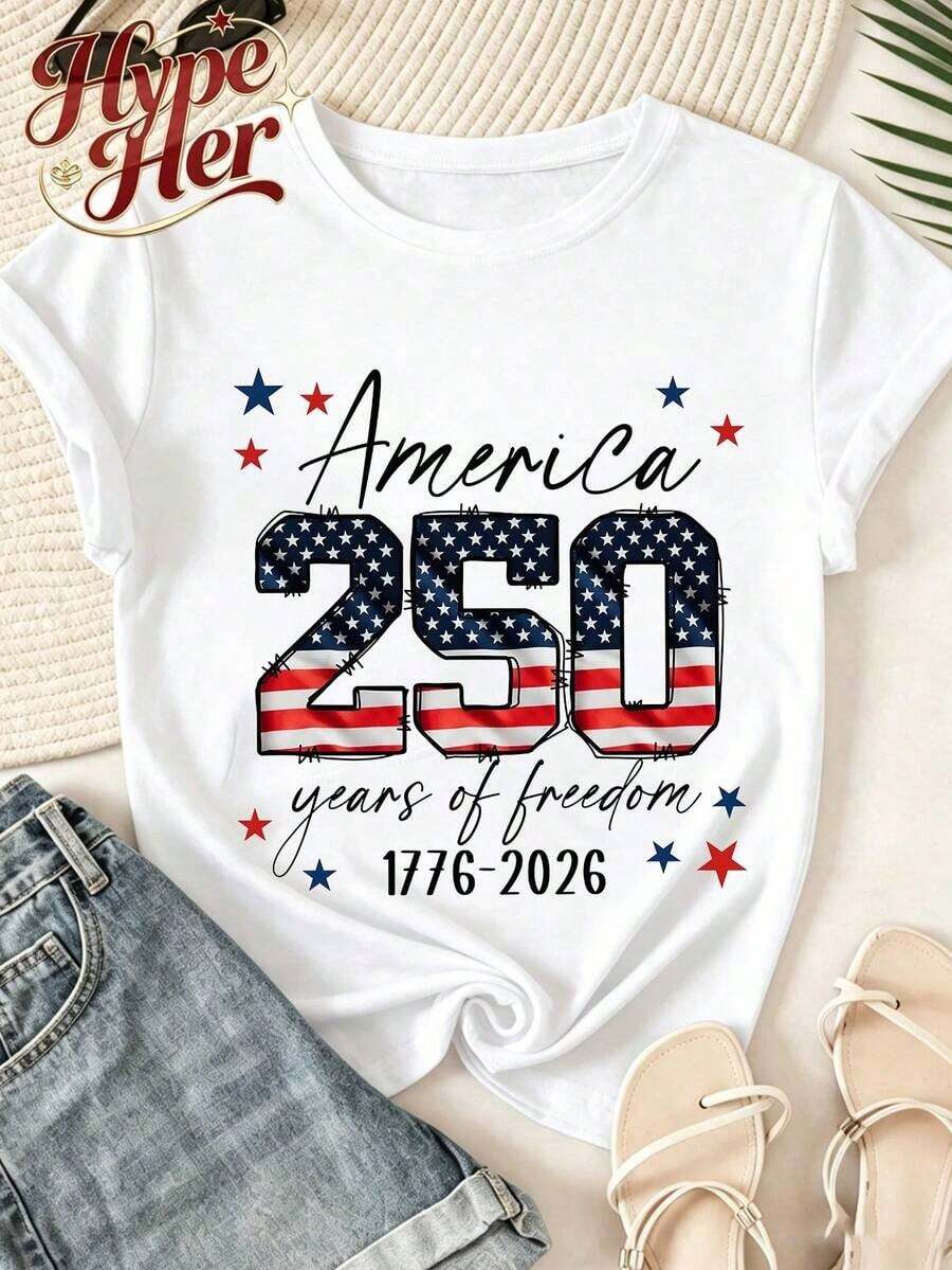 HypeHer Nueva Camiseta de Verano 2026 para Mujer, de Manga Corta, Cuello Redondo Regular, Estampado Casual con Temática de Monorail, Mezcla de Algodón, Regalo Ideal para Niñas o Mamás, Ajuste Veraniego para Mujer.Transpirable y cómoda. - Blanco 5 - Ver 1