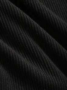 Top corto de hombros descubiertos de unicolor con diseño ajustado para el verano - Negro - Ver 6