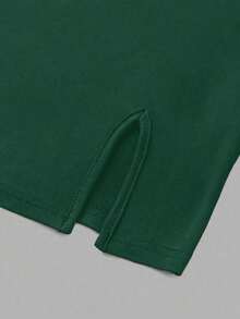 Vestido de tubo de color liso con abertura alta para ropa de Año Nuevo, minivestido corto para mujer - Verde Oscuro - Ver 4
