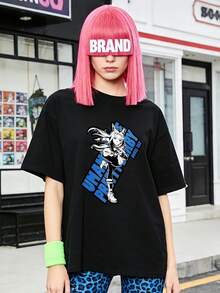 Camiseta de manga corta con cuello redondo suave y casual de verano para mujer, tops para salir, vintage, Gen Z, tops, curvas, ropa Y2K, algodón, Italia, Grecia, tops de mujer, tops bonitos, camisetas gráficas, conjuntos de primavera, estilo callejero americano, casual deportivo, estilo unisex, estilo casual urbano, casual, jersey, camisetas holgadas, ropa de calle retro, estilo de los 90, estilo de los 2000, subcultura, estilo europeo, tops negros, tops blancos, conjuntos de fiesta de los 90. Negro - Negro - Ver 1
