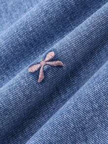 Jeans de pierna ancha para adolescentes, nuevos pantalones rectos con diseño bordado de moño, pantalones vaqueros holgados, pantalones vaqueros holgados para mujer, pantalones vaqueros holgados para niñas, pantalones vaqueros holgados para - Lavado ligero 2 - Ver 4