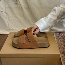 Women's Casual Fashion Open Toe Slippers, New Retro Flat Soft Non-Slip Beach Vacation Strap Sandals - Brown - View 3