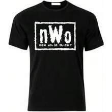 Camiseta de Algodón New World Order, Camiseta con Logo NWO, Camiseta de Lucha Libre Profesional WCW para Hombre, Tallas S-3XL, Camiseta Gráfica, Camisetas Gráficas Blackwater - Negro - Ver 1