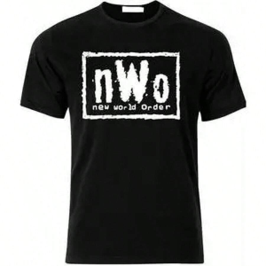 Camiseta de Algodón New World Order, Camiseta con Logo NWO, Camiseta de Lucha Libre Profesional WCW para Hombre, Tallas S-3XL, Camiseta Gráfica, Camisetas Gráficas Blackwater - Negro - Ver 1
