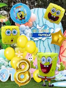 SpongeBob SquarePants 角色氣球套組含1-9歲生日裝飾氣球，適合主題派對背景、桌面中心裝飾及牆面點綴，適用於各種慶祝場合 - decorative set - 查看 8