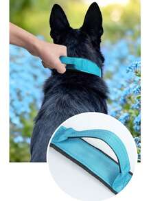 可調節戰術狗項圈，附手柄，適用於中大型犬種如比特犬、德國牧羊犬、拉布拉多、黃金獵犬、杜賓犬、羅威拿犬、美國鬥牛犬、斑點狗、邊境牧羊犬，厚實舒適加墊頸圈，配備耐用扣環與D型環，適用牽繩與訓練 - 藍色 - 查看 11