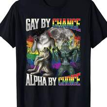 Camiseta Gay By Chance Alpha By Choice Alpha Wolf LGBTQ Pride para hombre, camiseta con gráfico de lobo gay, unisex, para hombre y mujer, para todas las estaciones - forma - Ver 1