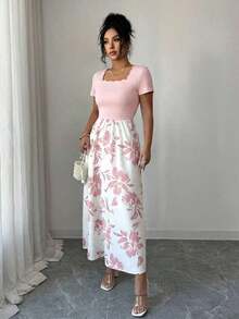 Vestido maxi elegante, exquisito y lujoso de mujer para la primavera/verano 2026 - Rosa Pálido - Ver 3