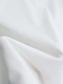 Camiseta de manga corta de uso diario versátil y casual con cuello redondo y decoración de perlas falsas para mujer de talla grande - Blanco - Ver 4