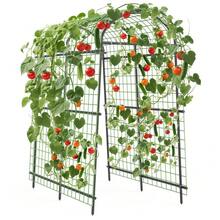 Dorvilesta Garden Arch Trellis  7.5Ft Tall Metal Garden Trellis With Netting For Climbing Plants, Vegetables, Flowers, Outdoor Pergola Arbor Wedding Party Decoration - B - View 1