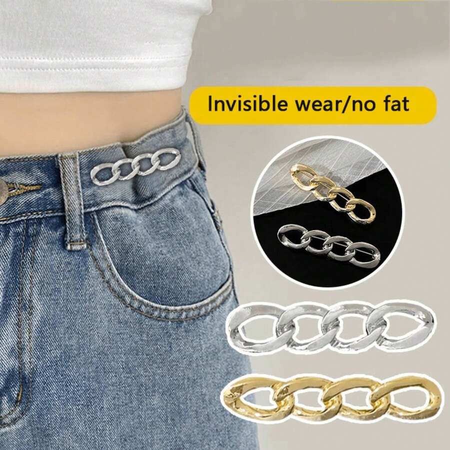 1/2/4 pièces Boutons de jean en métal ajustables en forme d'étoile sans couture pour resserrer la taille, pinces détachables pour pantalon/jupe, cadeau pour étudiant