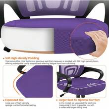 Modern Ergonomic Office Chair Adjustable Swivel Mesh Computer Chair With Back Support Arms Wheels For Home Work Students Study Black - Purple - View 6