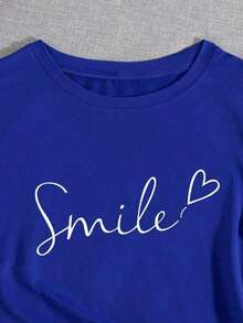 Plus Size Short-Sleeved T-Shirt With Round Neck And Hedgehog Print, Suitable For Women's Casual Summer Graphic T-Shirts - 皇家藍 - 查看 3