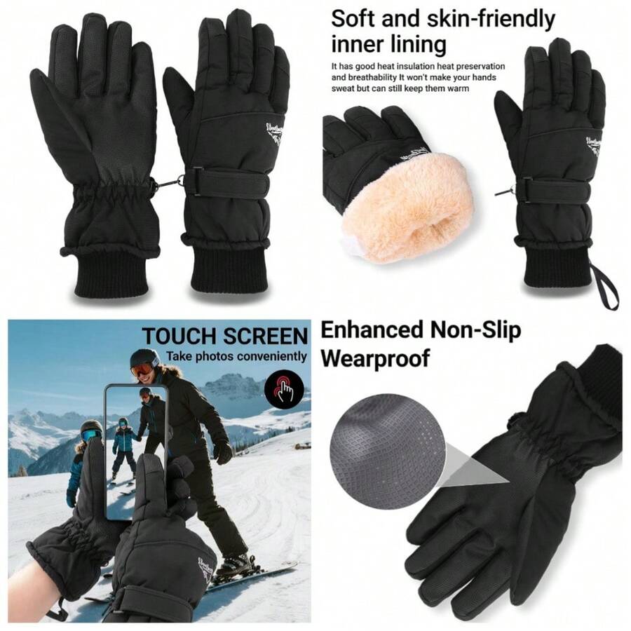 Warm Waterproof Winter Snow Gloves For Women Non Slip Touchscreen Snowboarding Skiing Mittens - 1 - View 1