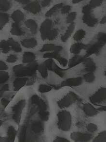Body de manga larga con hombros transparentes y estampado de leopardo para mujer - Gris - Ver 4