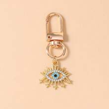 1pc Unisex INS Style Devil's Eye Alloy Keychain, Niche Rhinestone Decor Bag Pendant - Multicolor - View 2