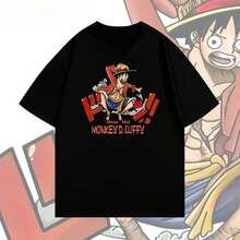 This Unisex Cotton T-Shirt, Inspired By The One Piece L1uffy Series By , Is Perfect For Students And Summer Wear. Made From Thick 220g Cotton, It Offers A Soft Texture And A Comfortable Feel, Gentle On The Skin. Its Classic And Simple Style Is Timeless, Making It Ideal For Everyday Wear, Sports, Travel, Vacations, And Any Casual Occasion. - 黑色 - 查看 1