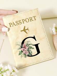 1pc A-Z 26 Letters Fashionable Letter Print Stylish Burgundy Passport Cover, Premium PU Leather Passport Wallet With Multi-Card Pockets For Credit Cards, Boarding Passes, And IDs, Compact And Portable Travel Essentials Organizer For Women, Men - Pink - View 28