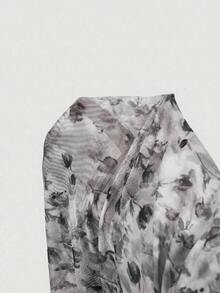 Vestido mini floral de verano para mujer - Blanco y Negro - Ver 4