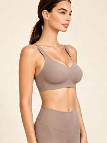 Lilivine 3pcs Simple & Comfortable Sports Bras For Women, Wireless, Solid Color - Multicolor - View 4