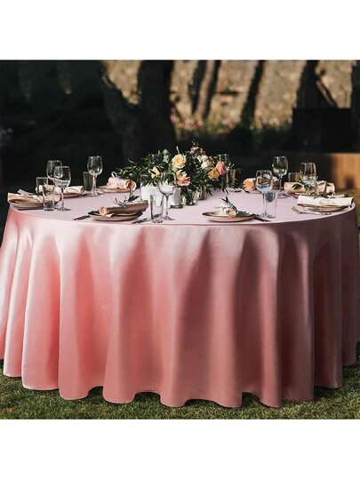 1pc Multi-Color Classic Art Hotel Home Round Tablecloth, Satin Finish, Suitable For Wedding, Valentine's Day And Daily Use