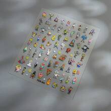 SpongeBob SquarePants 新款卡通美甲贴纸，可爱简约浮雕防水装饰贴纸，适用于手机等多种物品 - 彩色 - 查看 5
