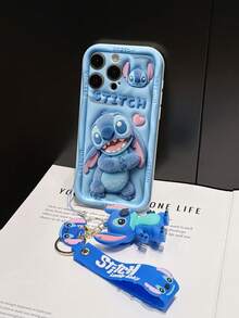 Disney Lilo And Stitch Phone Case : 3D Fluffy Pattern Border Protector Phone Soft Phone Case With A Free Cute Stitch Bracelet Chain Lanyard, Stitch, Lilo, Angel, For Apple 17 Promax 17 Pro 16 15 14 13 12 11 Pro Max XS Max X XR Soft Cover Summer Phone Case - trắng - Xem 5