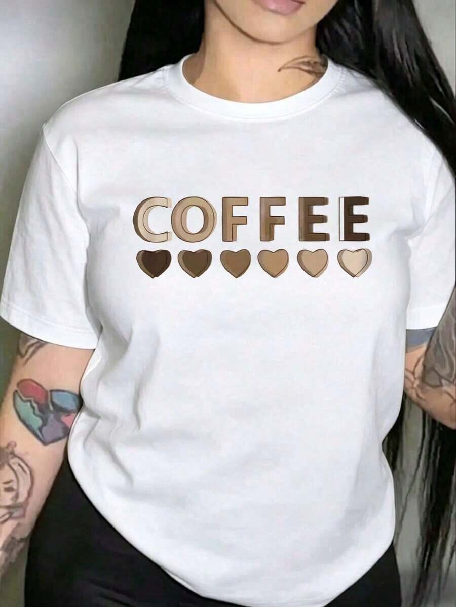 Camiseta de punto blanca informal para mujer, de manga corta, cuello redondo y hombros caídos, para comodidad en verano. - Blanco - Ver 1