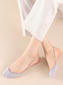 4 Pairs Women's Summer Thin Ice Silk Invisible Socks, Breathable Non-Slip Low-Cut Boat Socks (No Cardboard) - Multicolor - View 4