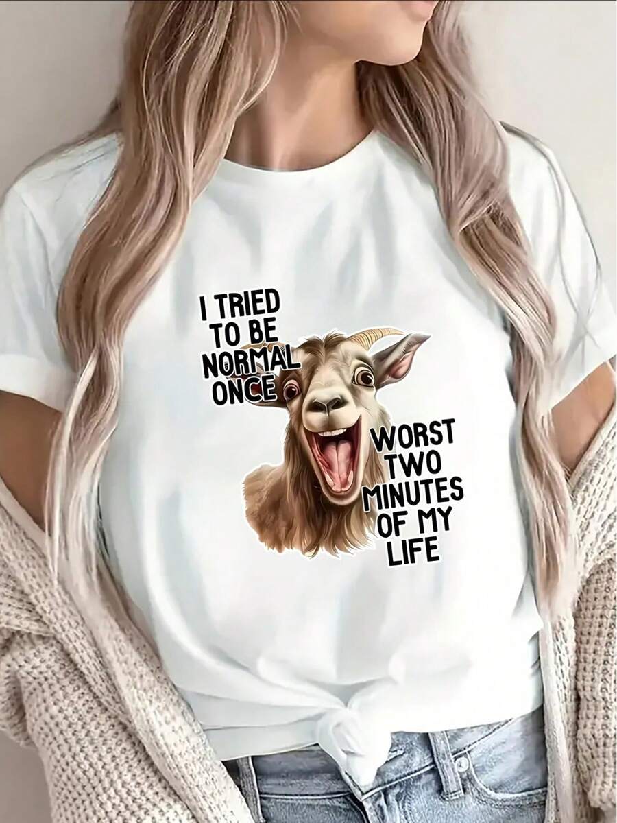 Camiseta ligera y duradera con un divertido estampado de, para salidas informales en casa, en restaurantes o en la oficina, perfecta para la comodidad diaria y un toque de diversión. - Blanco - Ver 1