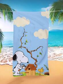 SNOOPY 畅销史努比超细纤维沙滩巾，卡通儿童沙滩浴巾，夏季海边吸水毛巾 - 長方形 - 查看 15