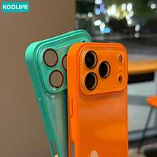 Koolife 1件裝 孔雀藍亮面玻璃手機殼，奢華防震硬殼全鏡頭保護，適用於 Phone18pro/18pro Max/17/17pro/17promax/16/15/14/13/12/11 - 湖藍色 - 查看 5