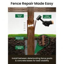Fence Post Repair Stakes Kit – 75cm 29.5" Heavy Duty Ground Spikes For Broken Or Leaning Timber Posts – 2 Stakes Repair 1 Post - 4 PCS - View 5