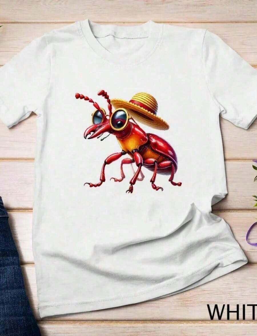 'Summer Vibes' Print T-Shirt, Size S, Cute T-Shirt, Party T-Shirt, Beach T-Shirt, Summer T-Shirt - 藍霧 - 查看 1