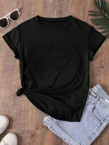 1 pieza de camiseta para mujer con diseño de "Hermanas en Cristo" de la marca Christian Bible | Camiseta casual de verano de manga corta y cuello redondo, color negro, con diseño floral, camiseta de mujer de cuello redondo hecha de material agradable al tacto, de manga corta, casual y versátil, un regalo práctico y cálido, ¡el pensamiento delicado oculto en la camiseta! 100% algodón, 180g. - Negro - Ver 2