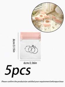 20 cái/40 cái/100 cái túi khóa kéo PVC trong suốt chống oxy hóa cho trang sức, túi nhựa 46 gauge để đóng gói nhẫn và phụ kiện trang sức, túi đựng bông tai và đồ trang trí, 2 cái hộp lưu trữ trên bàn, túi đựng trang sức, kệ tổ chức đa năng trên bàn - EVA màu hồng - Xem 24