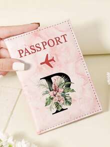 1pc A-Z 26 Letters Fashionable Letter Print Stylish Burgundy Passport Cover, Premium PU Leather Passport Wallet With Multi-Card Pockets For Credit Cards, Boarding Passes, And IDs, Compact And Portable Travel Essentials Organizer For Women, Men - Pink - View 139