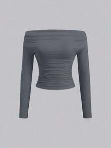 de 3 piezas Blusa corta de manga larga y hombros descubiertos para mujer, cómoda y amigable con la piel, ajuste ceñido - Multicolor 13 - Ver 5